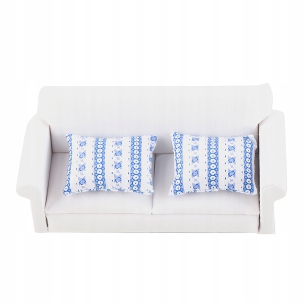 1:12 Miniatur-Sofaset aus Holz und Stoff für das Puppenhaus