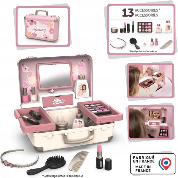 Salon di bellezza portatile per bambini con specchio e accessori, età 3+