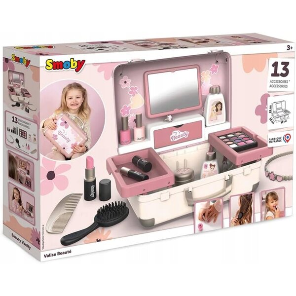 Salon di bellezza portatile per bambini con specchio e accessori, età 3+