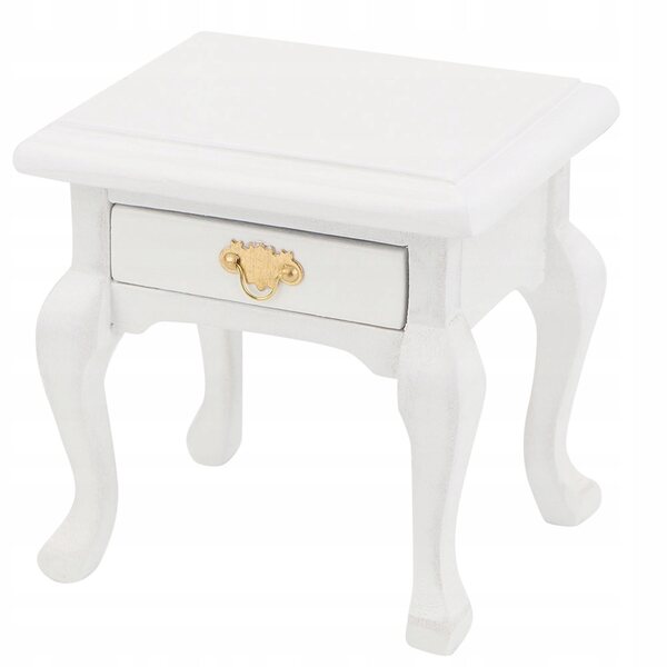Miniatura vintage 1/12 tavolino bianco in legno per casa delle bambole