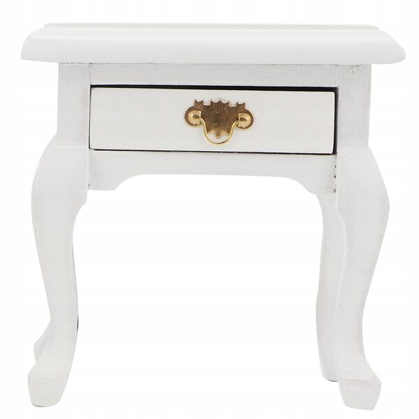 Miniatura vintage 1/12 tavolino bianco in legno per casa delle bambole