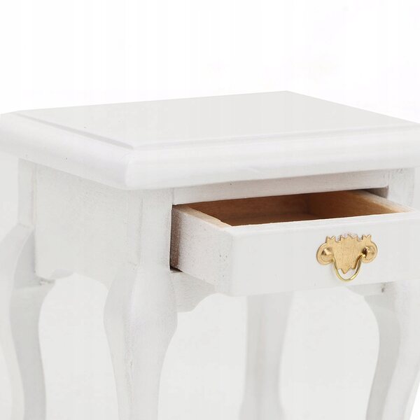Miniatura vintage 1/12 tavolino bianco in legno per casa delle bambole