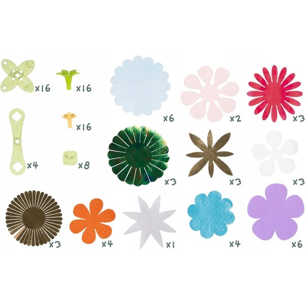 Ein Set zum Gestalten und Dekorieren von Blumen für Kinder ab 5 Jahren, kreativer Spaß