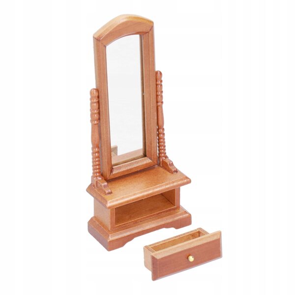 1:12 Miniaturspiegel mit Schublade für Puppenhaus, Holz
