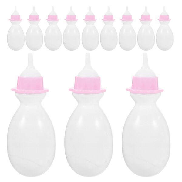 Set 12 Bottiglie Bianche per Bambole in Plastica Sicura e Realistica