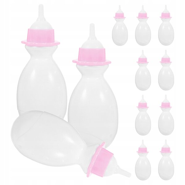 Set 12 Bottiglie Bianche per Bambole in Plastica Sicura e Realistica