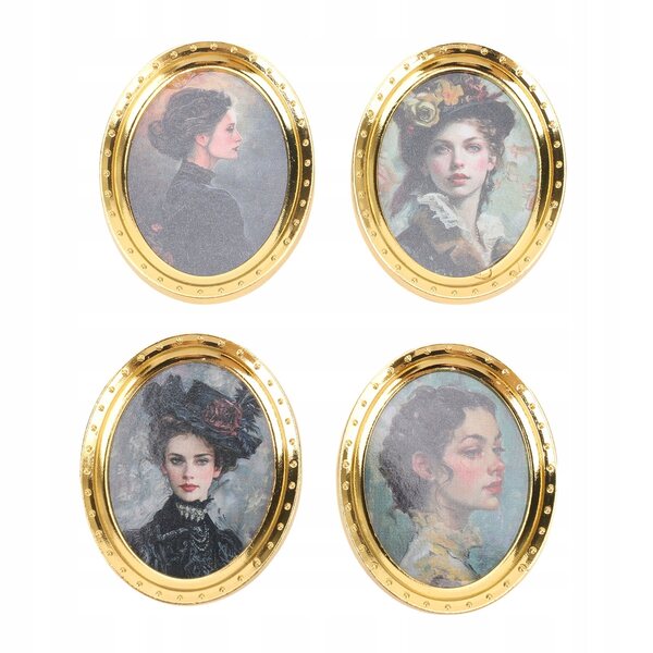 Set 4 Cornici per Foto in Scala 1:12 per Casa delle Bambole con Stampe Realistiche