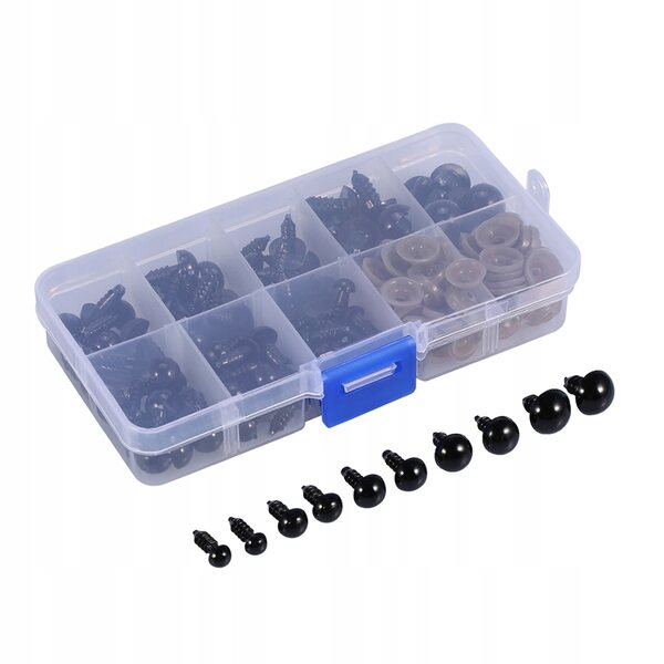 100 farbige Sicherheitsaugen 6–12 mm für Puppen, Stofftiere und kreative Arbeiten
