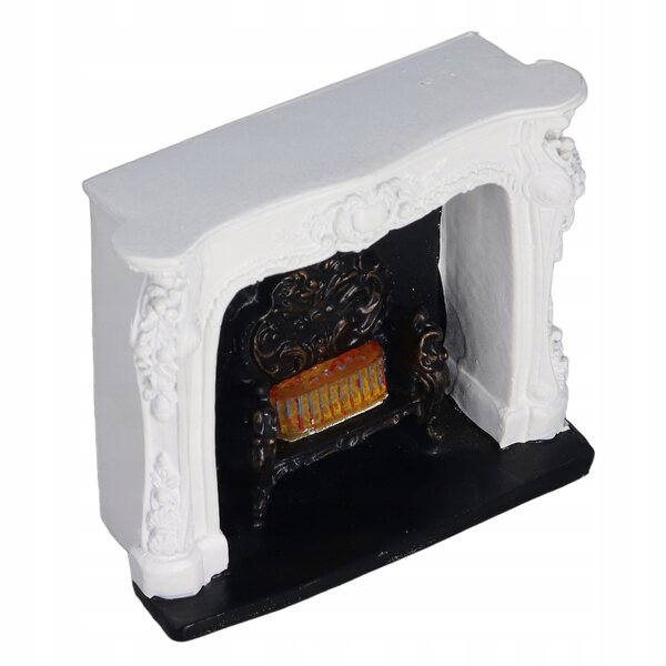 Miniatura Camino LED in Stile Rococò per Casetta delle Bambole con Fiamma Rossa
