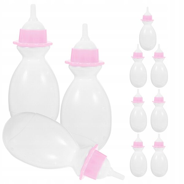 Set 10 Mini Bottiglie Bianche per Bambole Gioco di Ruolo e Decorazioni