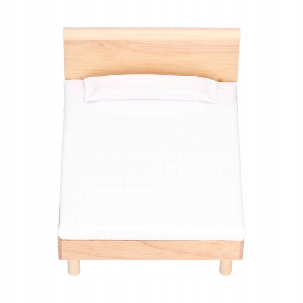 Letto doppio in legno di quercia in miniatura 1:12 per casa delle bambole