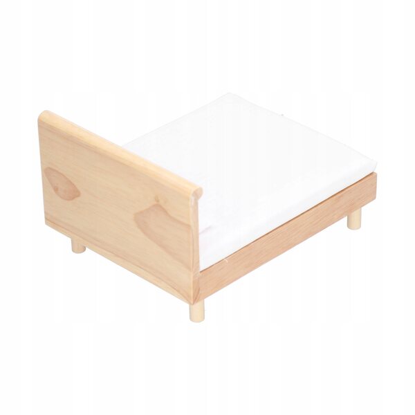 Letto doppio in legno di quercia in miniatura 1:12 per casa delle bambole
