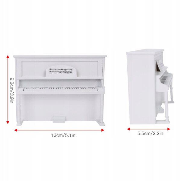 Mini Pianoforte in legno per casa delle bambole scala 1:12, elegante e resistente