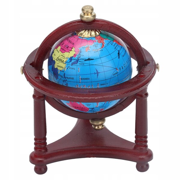 Modello Globo Miniatura 1:12 Educativo in Legno per Casa delle Bambole