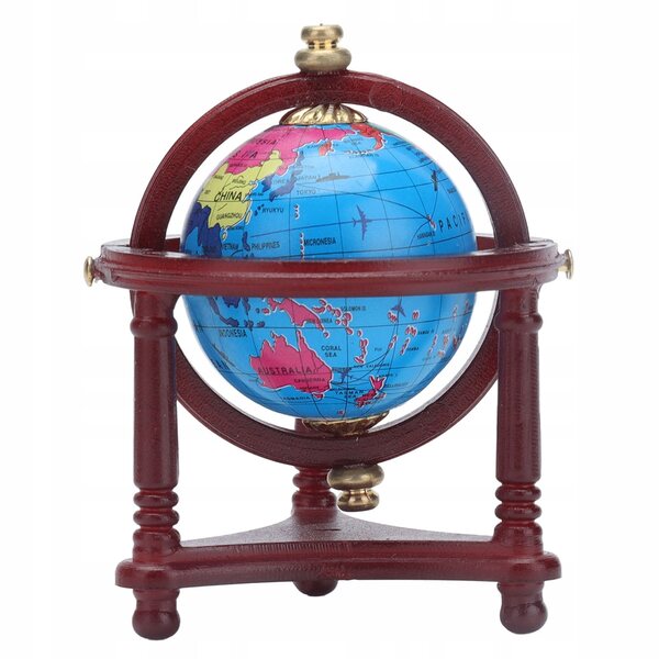 Modello Globo Miniatura 1:12 Educativo in Legno per Casa delle Bambole