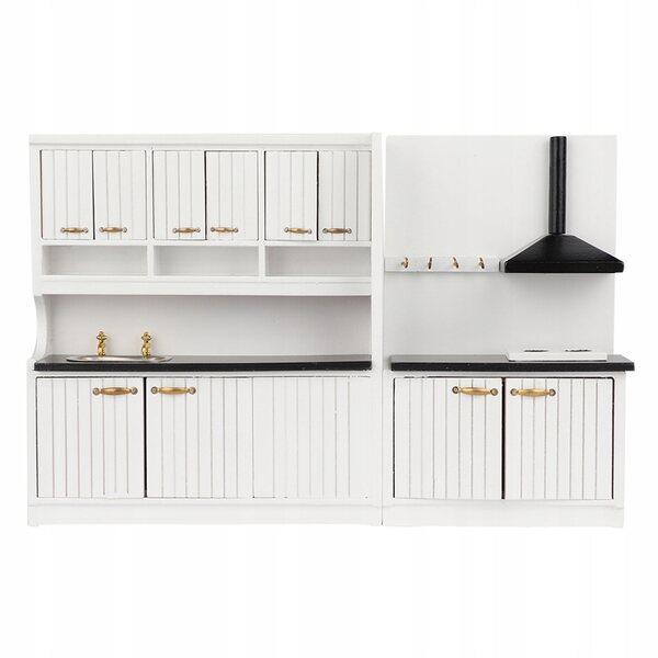 Set 2 Mini Mobili da Cucina in Legno Realistici e Moderni per Casa delle Bambole