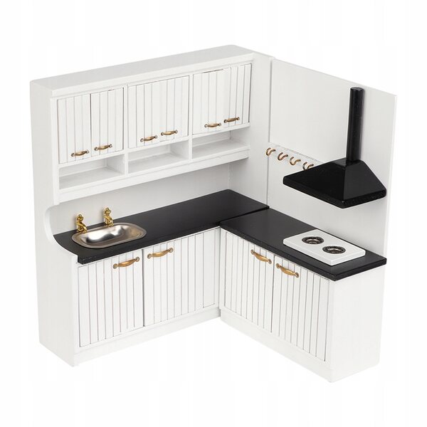 Set 2 Mini Mobili da Cucina in Legno Realistici e Moderni per Casa delle Bambole