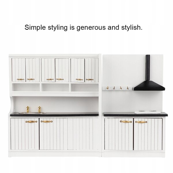 Set 2 Mini Mobili da Cucina in Legno Realistici e Moderni per Casa delle Bambole