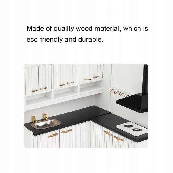 Set 2 Mini Mobili da Cucina in Legno Realistici e Moderni per Casa delle Bambole