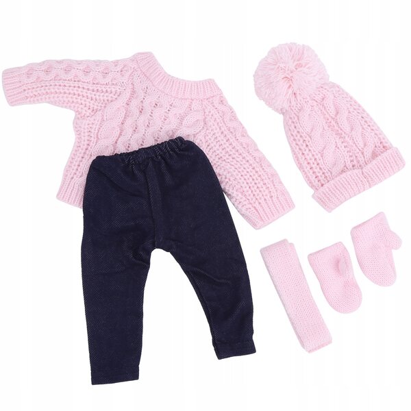 Kleidungsset für 18-Zoll-Puppen: Pullover, Hose, Mütze, Schal und Handschuhe