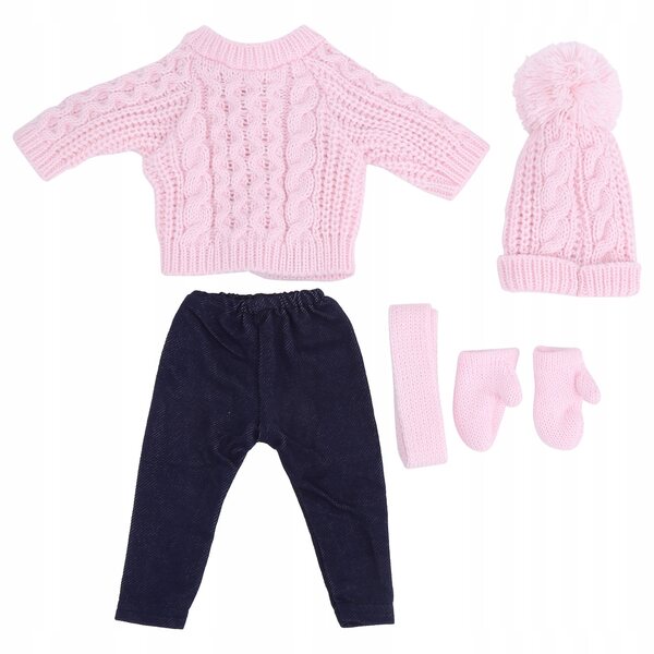 Kleidungsset für 18-Zoll-Puppen: Pullover, Hose, Mütze, Schal und Handschuhe