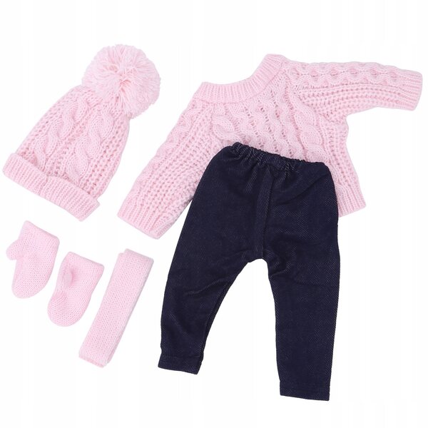 Kleidungsset für 18-Zoll-Puppen: Pullover, Hose, Mütze, Schal und Handschuhe