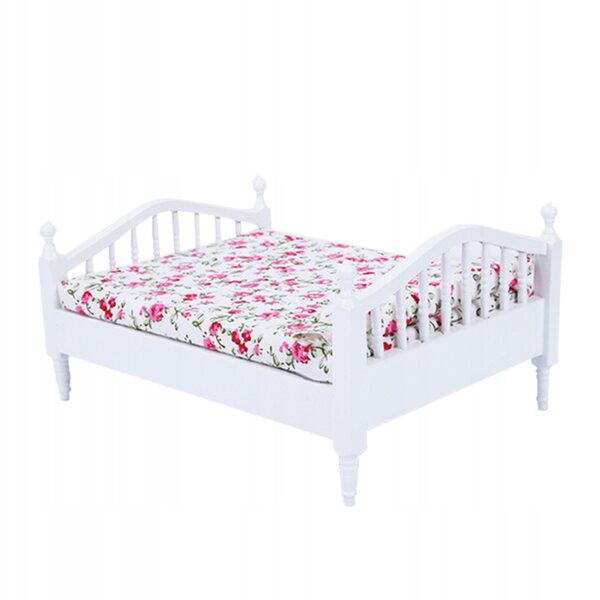 Set 6 pezzi mini mobili in legno bianco per camera da letto in scala 1:12