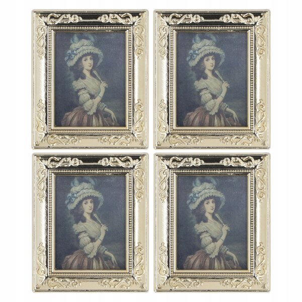 Set 4 Miniature Quadri con Cornice Antica 1:12 per Casa delle Bambole