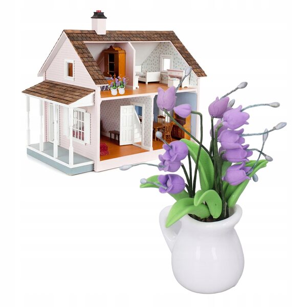 Miniatur-Blumentöpfe, 1:12, weiße Maiglöckchen-Topf, Puppenhaus-Dekoration