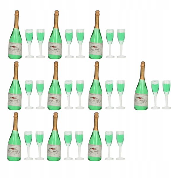 10er-Set Miniatur-Champagnerflaschen und -Gläser für das DIY-Puppenhaus