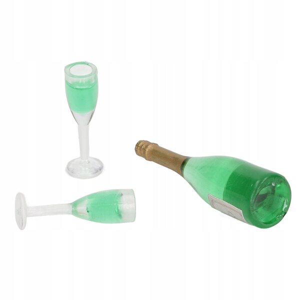 10er-Set Miniatur-Champagnerflaschen und -Gläser für das DIY-Puppenhaus
