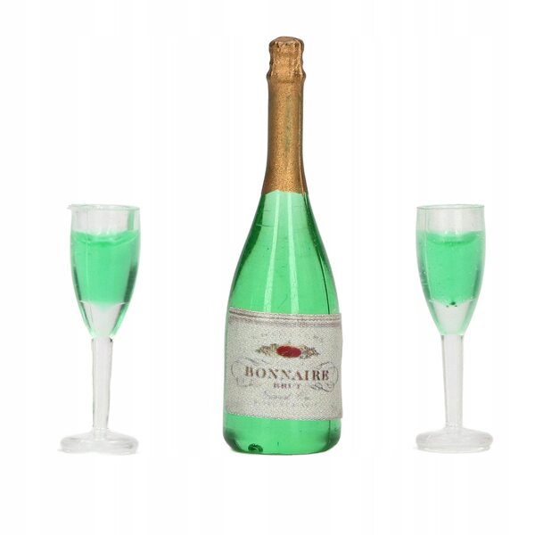 10er-Set Miniatur-Champagnerflaschen und -Gläser für das DIY-Puppenhaus