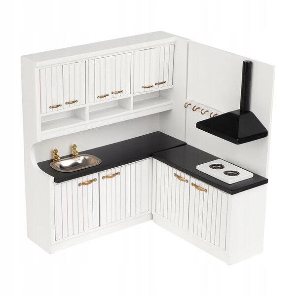 Set 2 Mini Mobili Cucina in Legno Realistici ed Ecologici per Casa delle Bambole