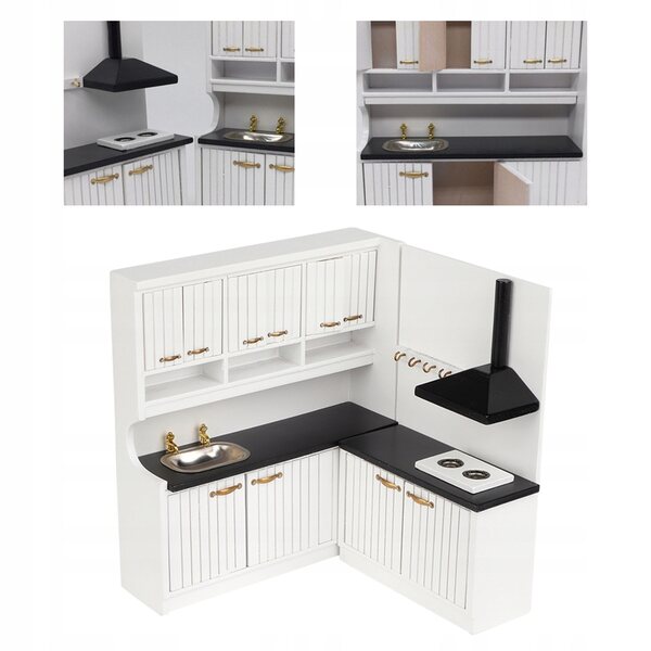 Set 2 Mini Mobili Cucina in Legno Realistici ed Ecologici per Casa delle Bambole