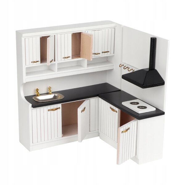 Set 2 Mini Mobili Cucina in Legno Realistici ed Ecologici per Casa delle Bambole
