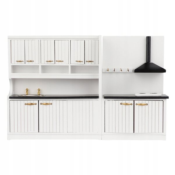 Set 2 Mini Mobili Cucina in Legno Realistici ed Ecologici per Casa delle Bambole