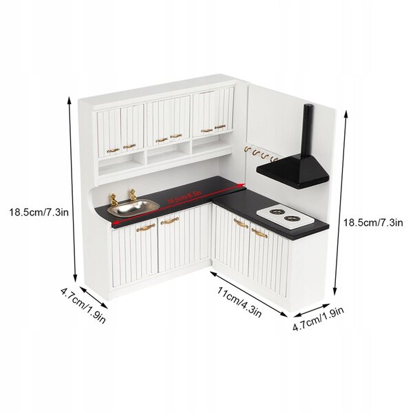 Set 2 Mini Mobili Cucina in Legno Realistici ed Ecologici per Casa delle Bambole