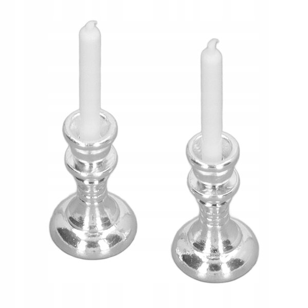 Miniaturoskopischer Vintage-Kerzenhalter aus Silber im Maßstab 1:12 für Puppenhäuser