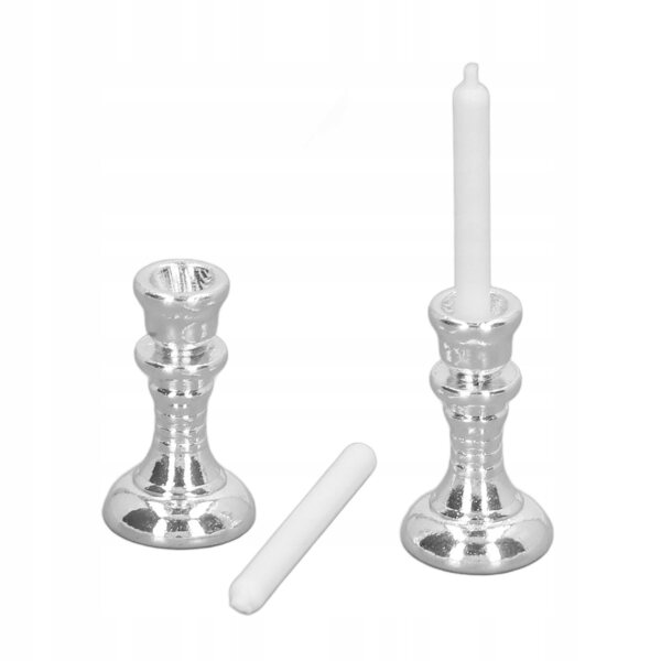 Miniaturoskopischer Vintage-Kerzenhalter aus Silber im Maßstab 1:12 für Puppenhäuser