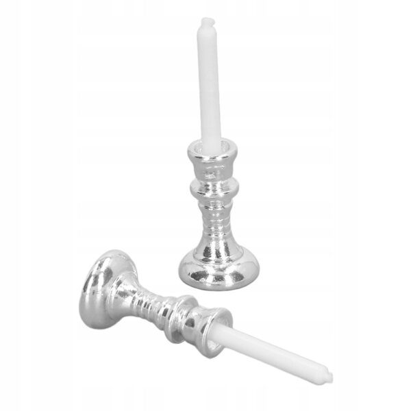 Miniaturoskopischer Vintage-Kerzenhalter aus Silber im Maßstab 1:12 für Puppenhäuser