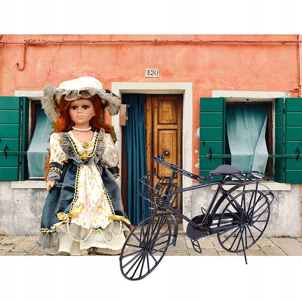 Miniatura Bicicletta Metallica 1:12 per Casa delle Bambole Accessorio Decorativo
