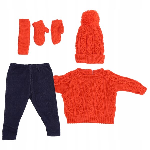 Kleidung für 43-cm-Puppen: Pullover, Hose, Mütze und Handschuhe