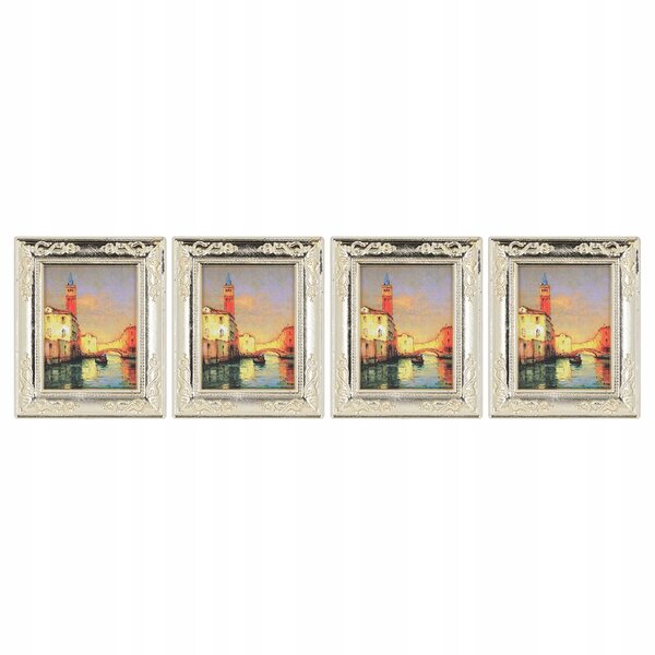Set 4 miniature quadri con cornici antiche 1:12 per case delle bambole