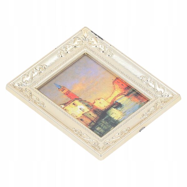 Set 4 miniature quadri con cornici antiche 1:12 per case delle bambole