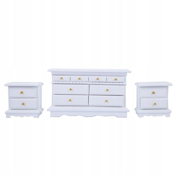 Set Mobili in Legno Bianco per Casa delle Bambole Camera da Letto Miniatura