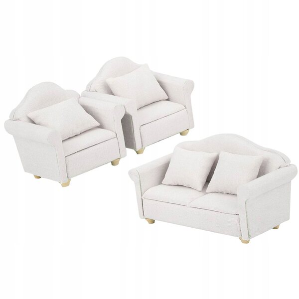 Set mit 3 Miniatursofas 1:12 für Puppenhaus, elegante Accessoires