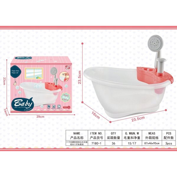 Accessorio per bambole: vasca con doccia in plastica per bimbi 3+ anni