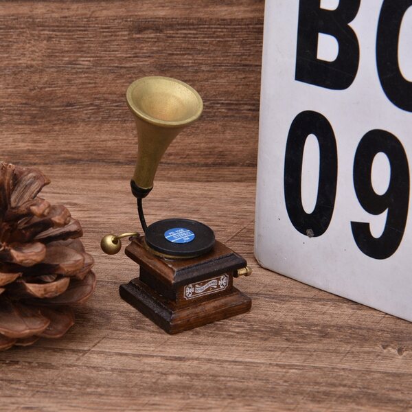 Fonografo Retro in Scala 1:12 per Decorazioni Casa delle Bambole, Materiale Legno