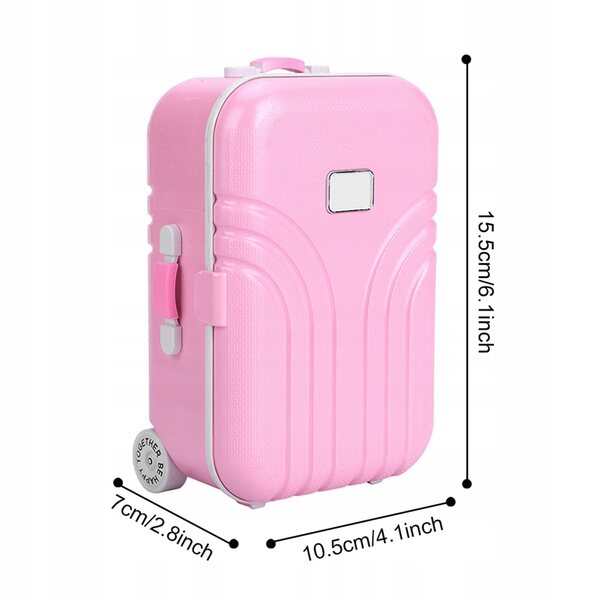 Mini valigia giocattolo 15,5 cm in plastica rosa per bambini 3+ anni