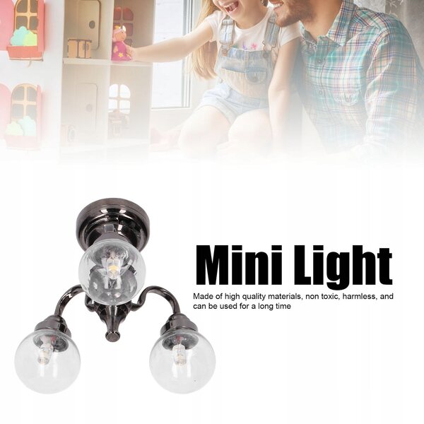 Lampadario miniatura 1:12 per casa delle bambole in stile retrò elegante e luminoso